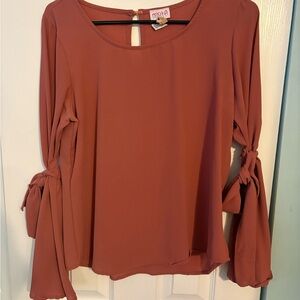 Tie-Sleeve Blouse in Rose Clay by Nikita